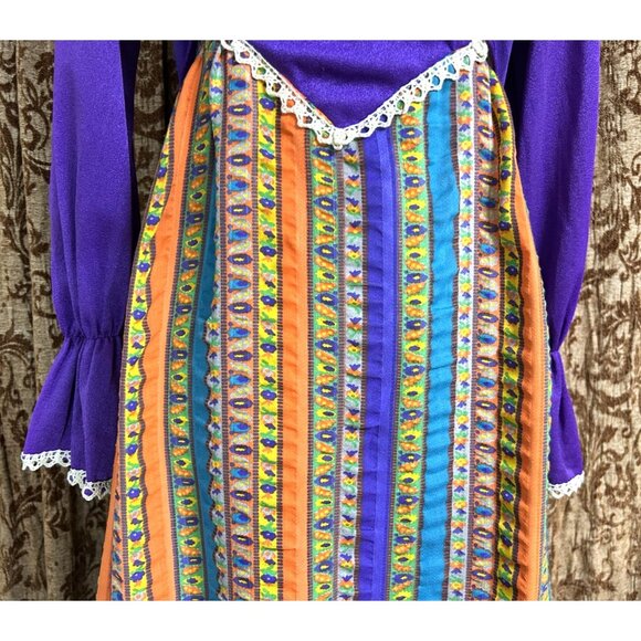 Vintage Handmade OOAK Purple Velveteen 1960S MOD Flower Power Psychedelic Gown - Picture 3 of 12